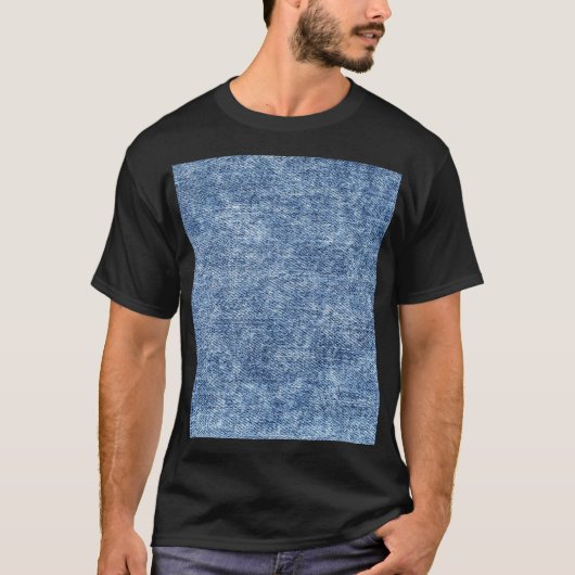 Zure was blauwe denim, close-up textuur. t-shirt (Voorkant)