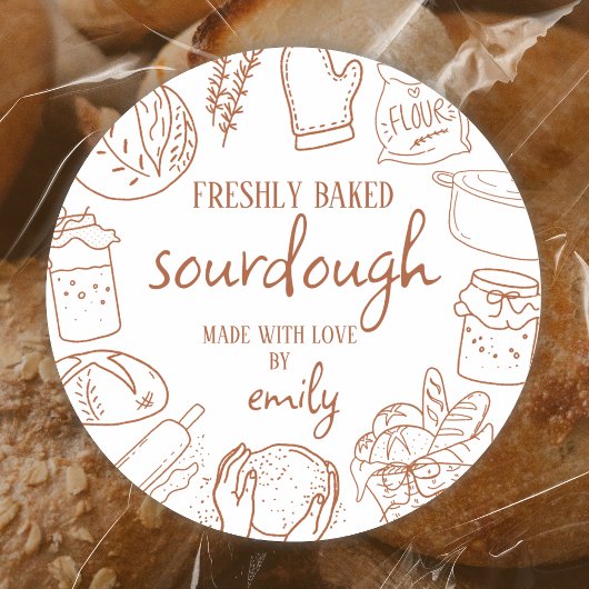 Zuredeeg Brood Lief Tekening Ronde Sticker