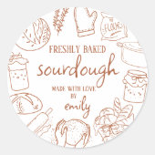Zuredeeg Brood Lief Tekening Ronde Sticker (Voorkant)