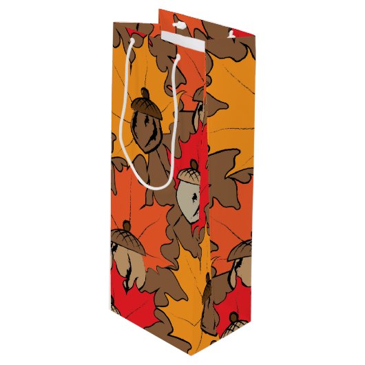 Zuren en bladeren V Wijn Cadeautas (Voorkant Gekanteld)