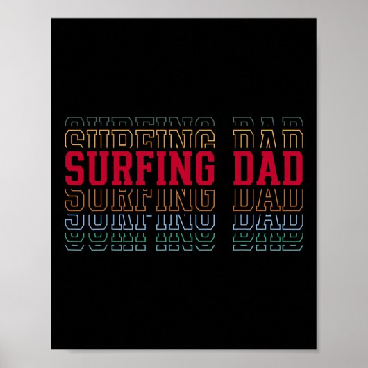 Zurfende Papa Grappige Gelaagde Tekst Vader Coach Poster (Voorkant)