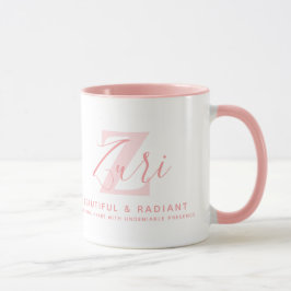 Zuri naam betekenis en monogram zachte roze tekst mok