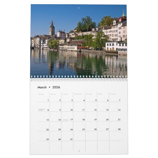 Zürich 2026 Kalender (Mar 2026)