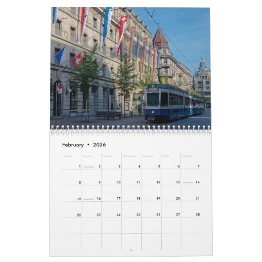 Zürich 2026 Kalender (Feb 2026)