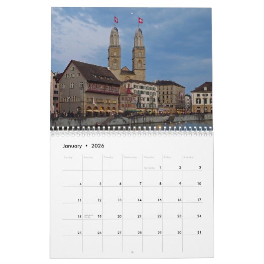 Zürich 2026 Kalender (Jan 2026)