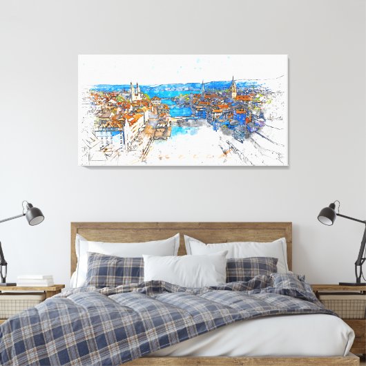 Zürich Canvas Afdruk (Insitu (Slaapkamer))