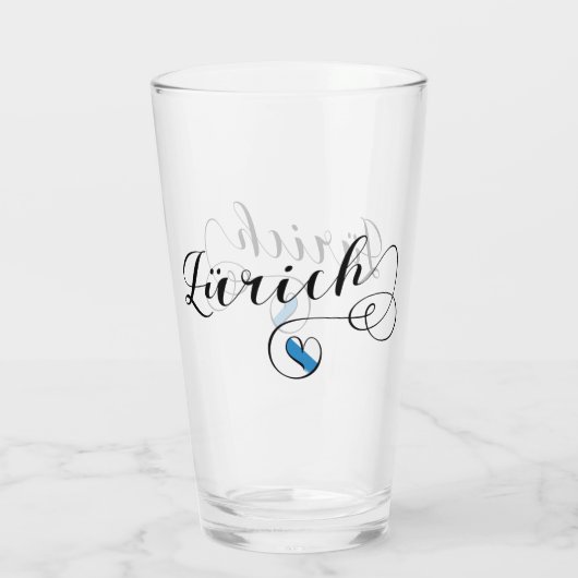 Zürich Flag in Heart, Zürich, Zwitserland Glas (Achterkant)