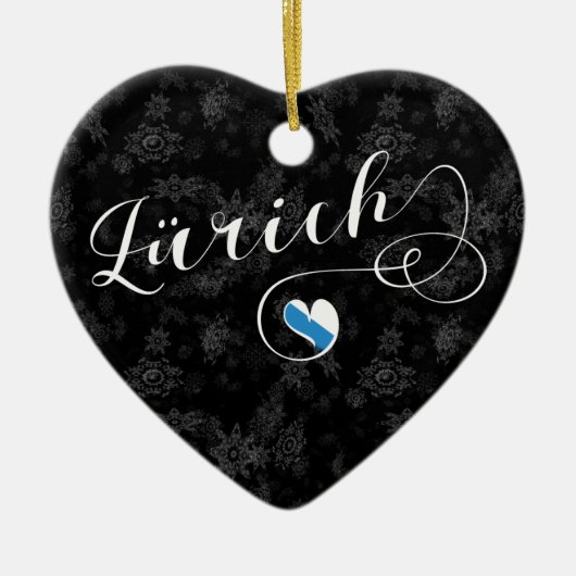 Zürich Flag in Heart, Zürich, Zwitserland Keramisch Ornament (Voorkant)