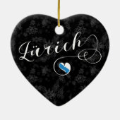 Zürich Flag in Heart, Zürich, Zwitserland Keramisch Ornament (Achterkant)