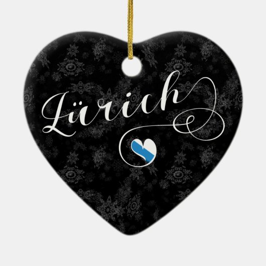 Zürich Flag in Heart, Zürich, Zwitserland Keramisch Ornament (Achterkant)