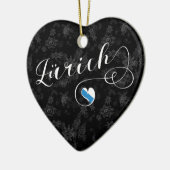 Zürich Flag in Heart, Zürich, Zwitserland Keramisch Ornament (Links)