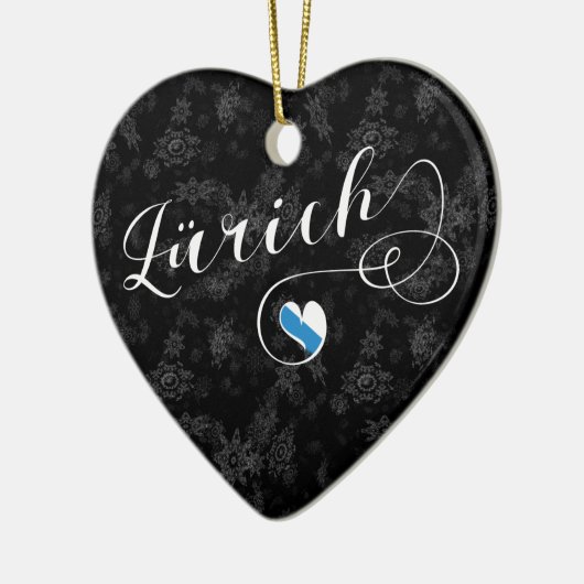 Zürich Flag in Heart, Zürich, Zwitserland Keramisch Ornament (Links)