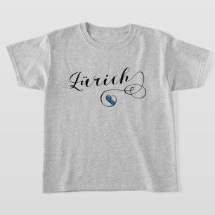 Zürich Flag in Heart, Zürich, Zwitserland T-Shirt