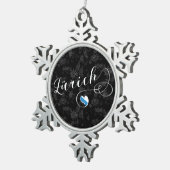 Zürich Flag in Heart, Zürich, Zwitserland Tin Sneeuwvlok Ornament (Rechts)