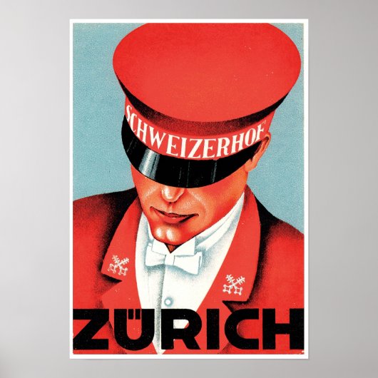  Zurich Hotel Travel Advertisement Poster (Voorkant)