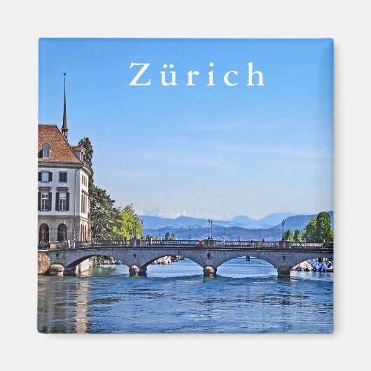 Zürich. Limmat. Stadhuis en brug. Magneet (Voorkant)