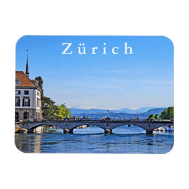 Zürich. Limmat. Stadhuis en brug. Magneet