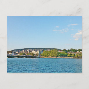Zürich-meer, uitzicht naar de Bellewue-brug Briefkaart