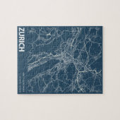 Zürich Minimalist City Map Line Art in Blue Legpuzzel (Horizontaal)
