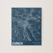 Zürich Minimalist City Map Line Art in Blue Legpuzzel (Verticaal)