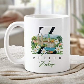 Zurich Monogram Letter Z Persoonlijk Cadeau Koffiemok