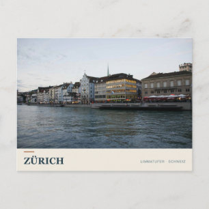 Zurich oevers van de Limmat Briefkaart