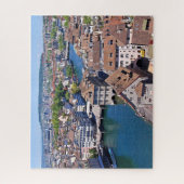 Zürich. Panorama uit de Grossmunster Tower. Legpuzzel (Verticaal)