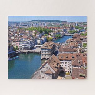 Zürich. Panorama uit de Grossmunster Tower. Legpuzzel