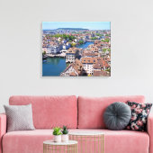 Zürich. Panorama van de Grossmunster Tower. Canvas Afdruk (Insitu (Woonkamer))