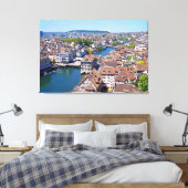 Zürich. Panorama van de Grossmunster Tower. Canvas Afdruk (Insitu (Slaapkamer))