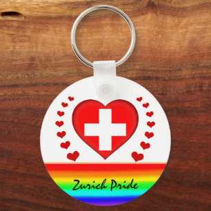 Zurich Pride & Hearts & Rainbow Flag / Liefde Sleutelhanger