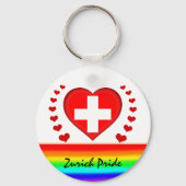 Zurich Pride & Hearts & Rainbow Flag / Liefde Sleutelhanger (Achterkant)