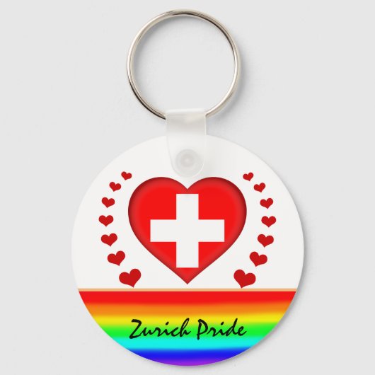 Zurich Pride & Hearts & Rainbow Flag / Liefde Sleutelhanger (Achterkant)