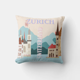 Zürich Reiskunst, Zwitserland Reiskunst, Retro Kussen