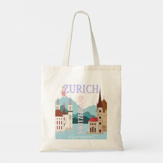Zürich Reiskunst, Zwitserland Reiskunst, Retro Tote Bag (Achterkant)