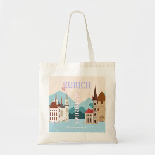 Zürich Reiskunst, Zwitserland Reiskunst, Retro Tote Bag (Voorkant)