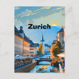 Zurich Reisposter Print - Zwitserland Reis Briefkaart