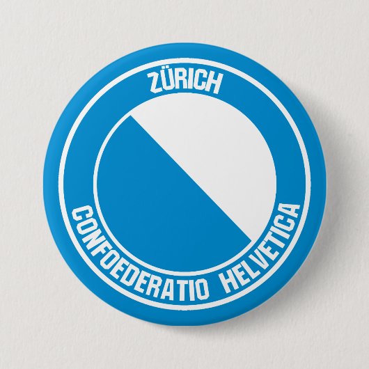 Zürich Round Emblem Ronde Button 7,6 Cm (Voorkant)