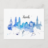Zurich Skyline blue Postkarte Briefkaart (Voorkant)