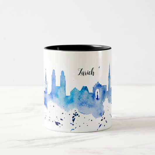Zurich Skyline blue Zweifarbige Tasse Tweekleurige Koffiemok (Center)