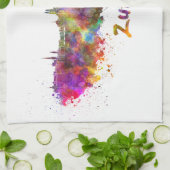 Zurich skyline in watercolor theedoek (Gevouwen)