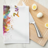 Zurich skyline in watercolor theedoek (Quarter Fold)