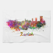 Zurich skyline in watercolor theedoek (Horizontaal)