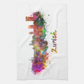 Zurich skyline in watercolor theedoek (Verticaal)