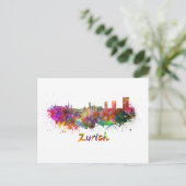 Zurich skyline in waterverf briefkaart (Staand voorkant)