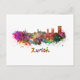 Zurich skyline in waterverf briefkaart