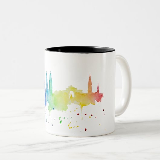 Zurich Skyline rainbow Tweekleurige Koffiemok (Voorkant rechts)