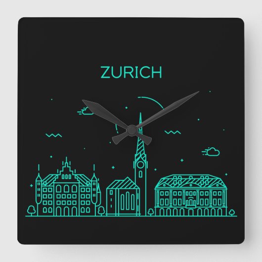 Zurich skyline vierkante klok (Voorkant)