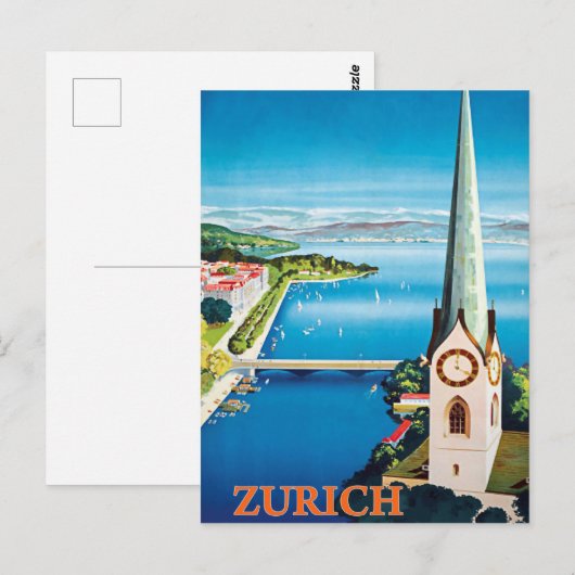 Zürich, stad Zwitserland, uitzicht van de waaktore Briefkaart (Voorkant / Achterkant)