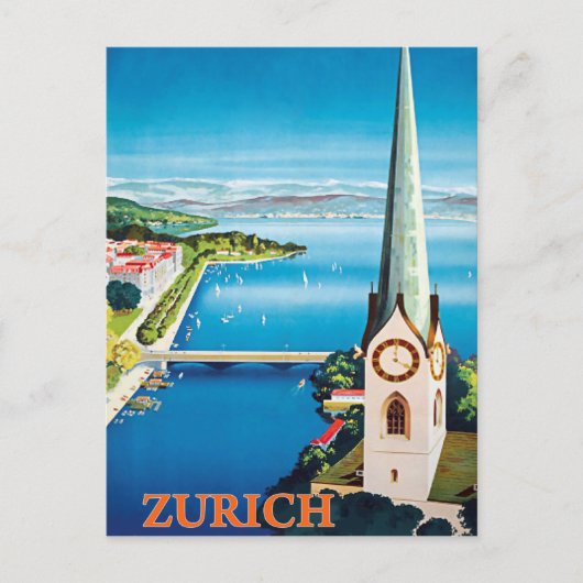 Zürich, stad Zwitserland, uitzicht van de waaktore Briefkaart (Voorkant)